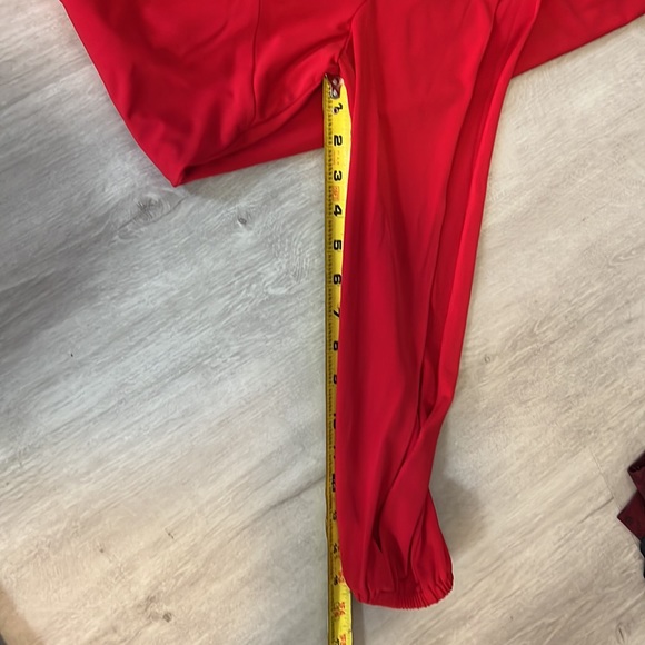 Eliza J Rhinestone Diamond Gem Split Sleeve Red Dress - Picture 8 of 9